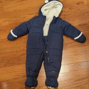 Navy Blue Baby Snowsuit with White Trim